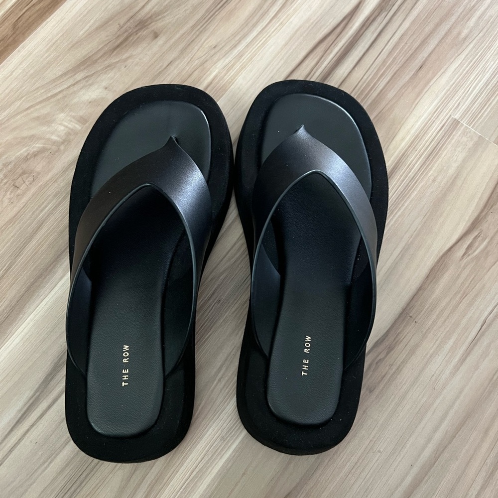 The Row Ginza Sandal in Black Suede